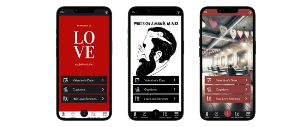 Barbershop-app i valentinsstil