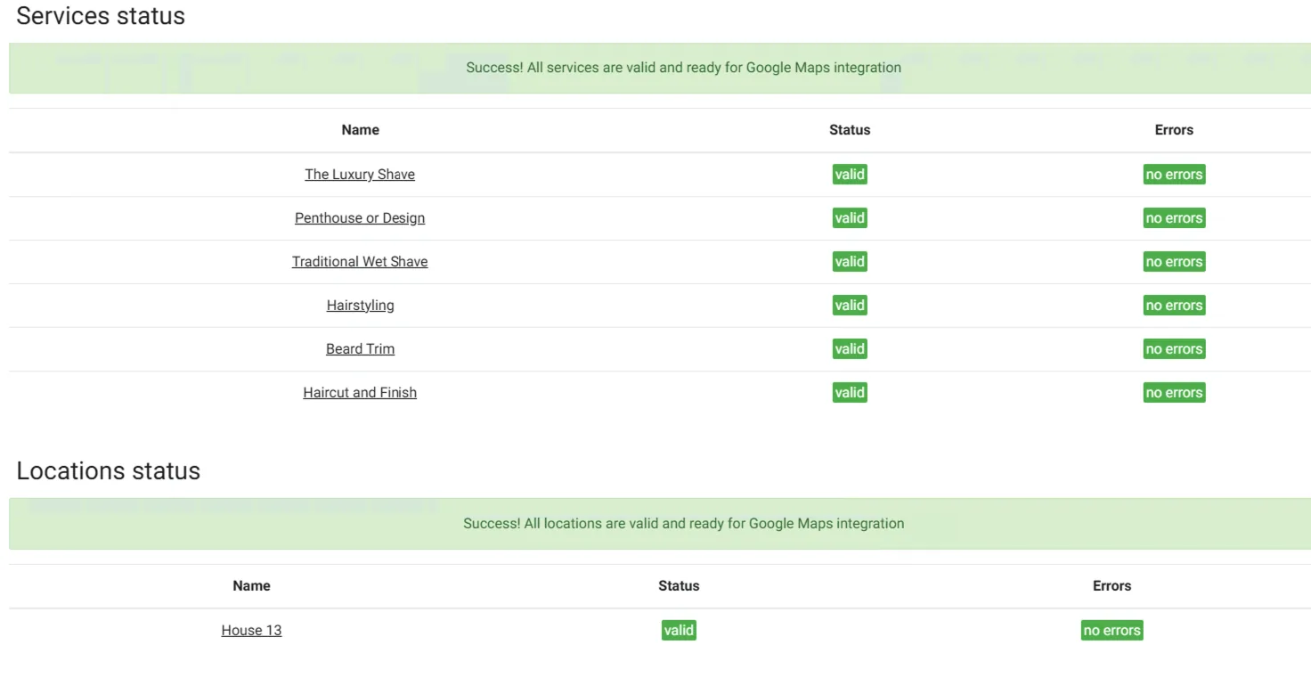 Status for ydelser og lokationer til Google Maps
