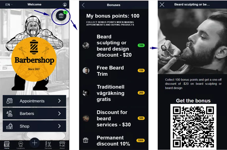 Loyalitetsprogram i barbershoppens app