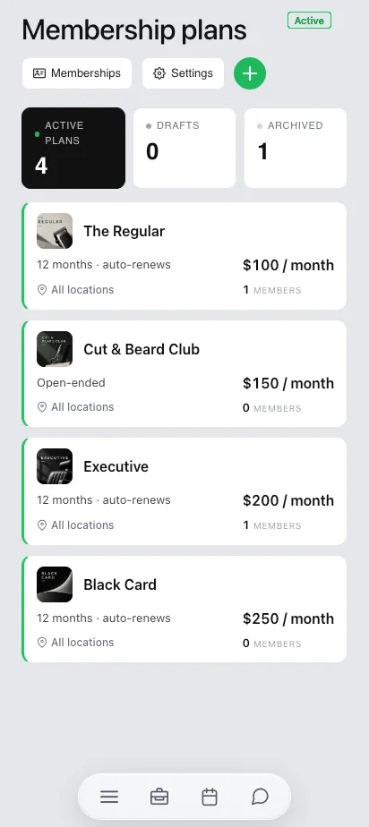 Planos de assinatura no app Barberly Business